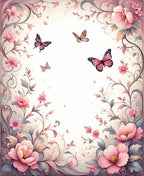 Vintage Floral Butterflies Design Rug