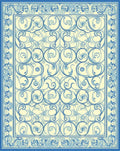 Elegant Blue Swirl Floral Pattern Rug