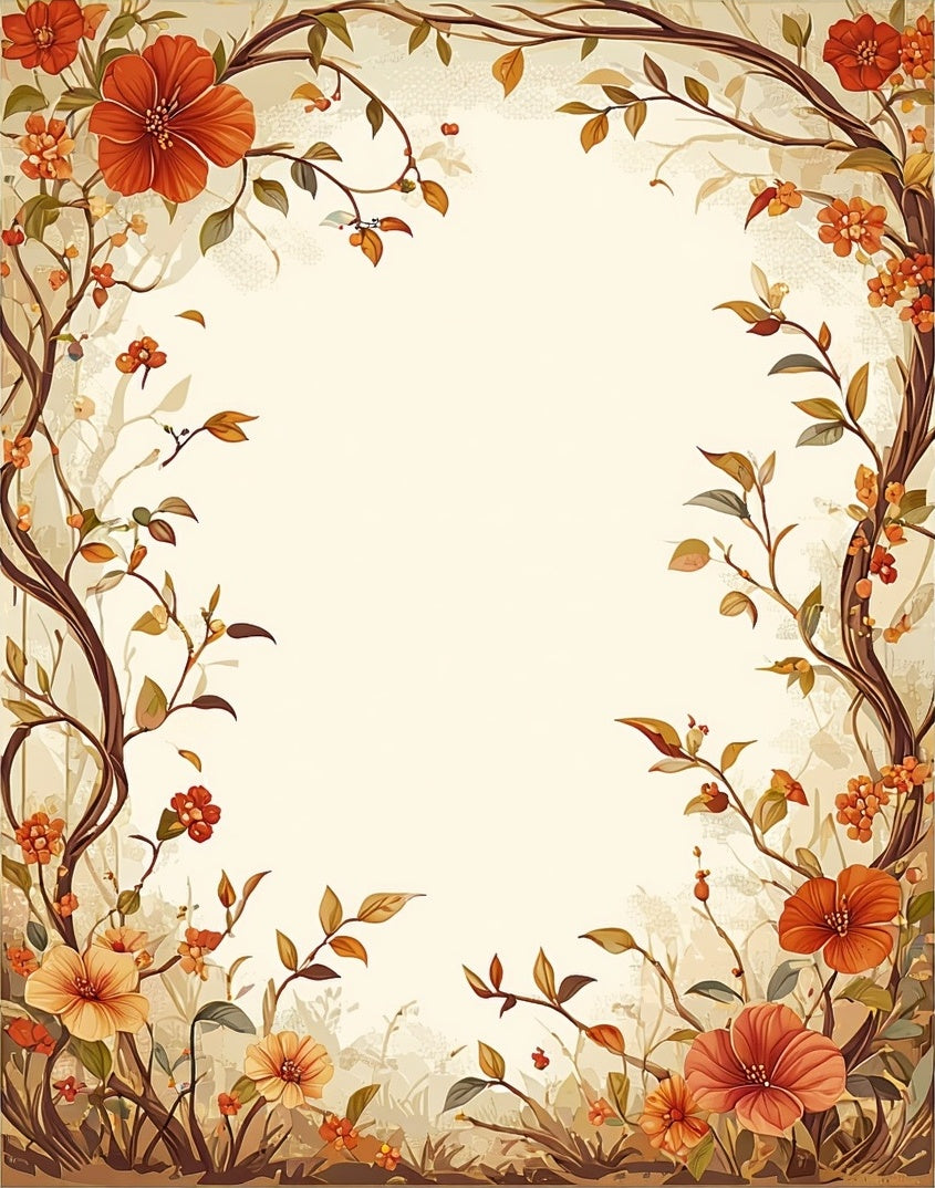 Floral Vines Delicate Blooms Pattern Rug