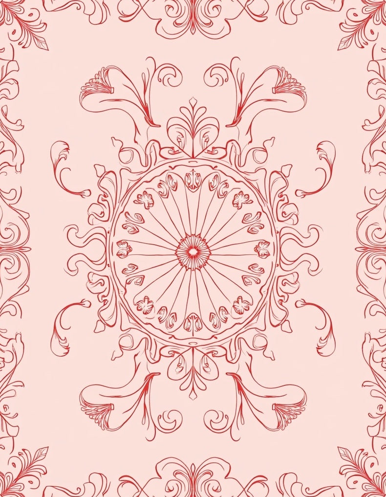 Elegant Red Floral Mandala Design Rug