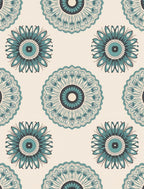 Teal Floral Medallion Pattern Rug