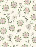 Pink Green Floral Pattern Rug