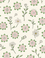 Pink Green Floral Pattern Rug