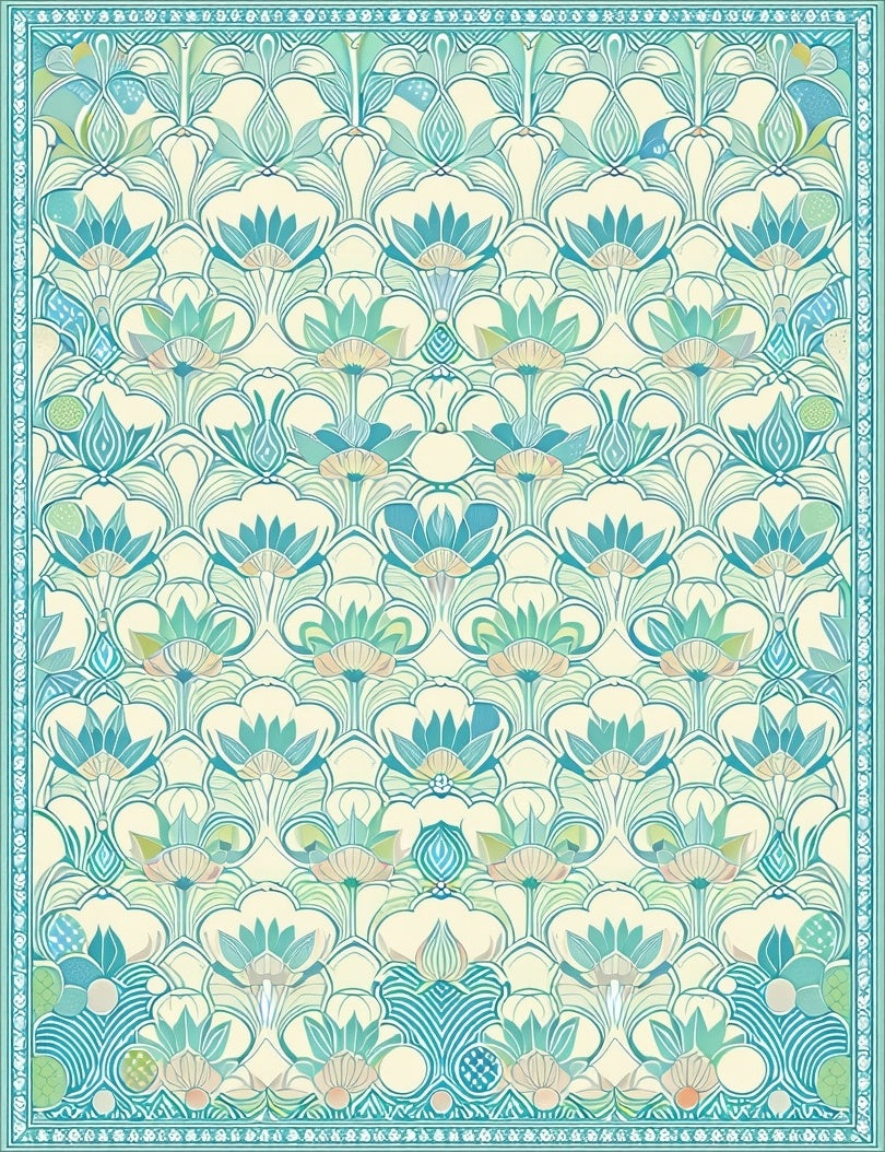 Art Nouveau Style Floral Pattern Rug