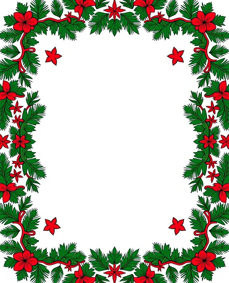 Evergreen Red Floral Christmas Border Rug