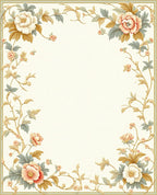Ornate Floral Vine Patterned Border Rug