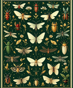 Enchanting Insect Floral Pattern Rug