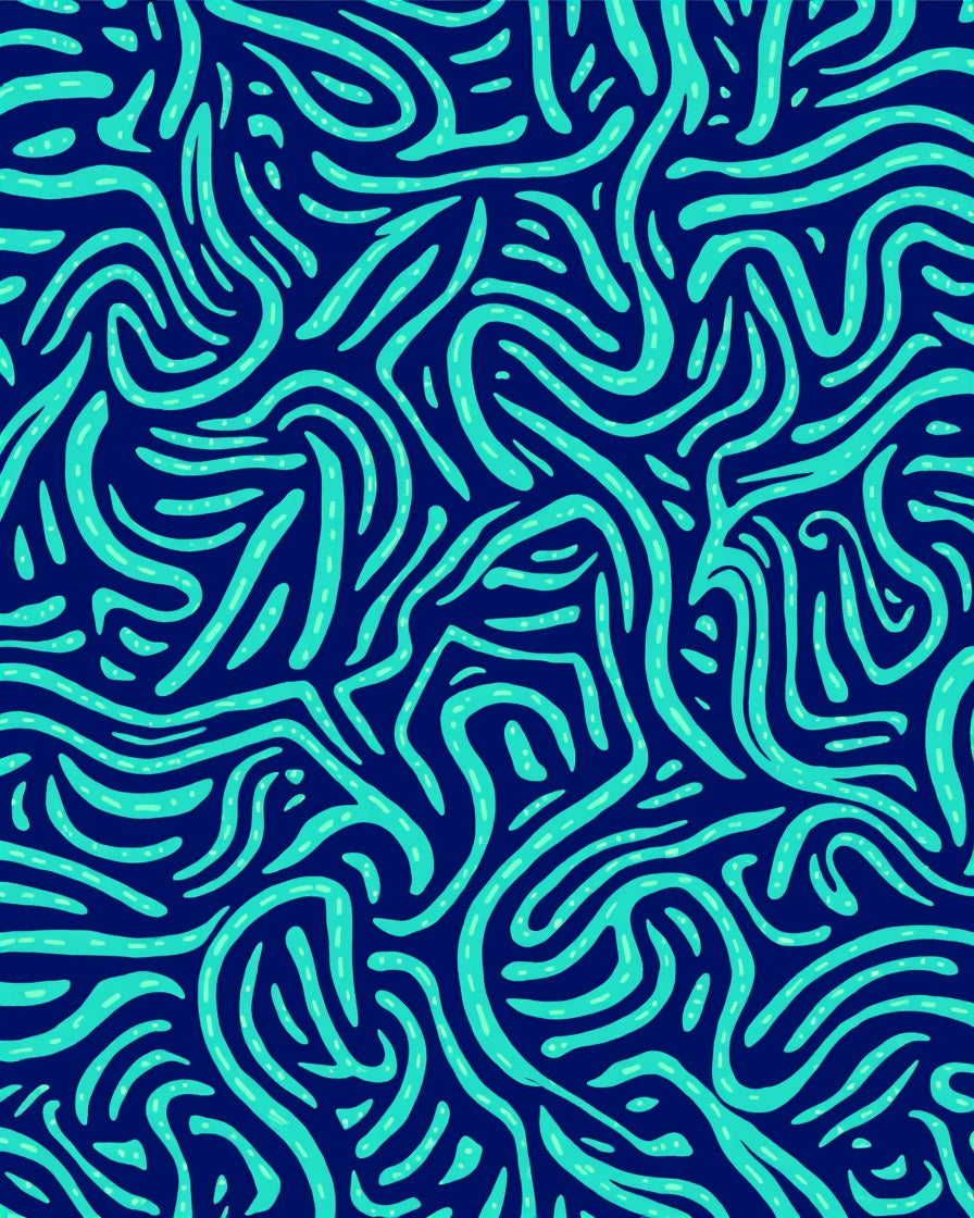 Aqua Swirl Pattern Dark Blue Rug