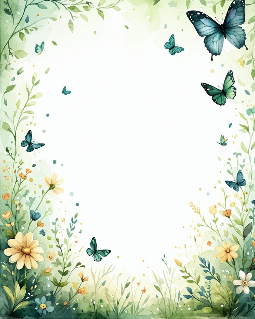 Whimsical Butterfly Meadow Watercolor Rug