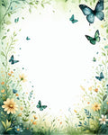 Whimsical Butterfly Meadow Watercolor Rug