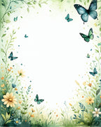 Whimsical Butterfly Meadow Watercolor Rug