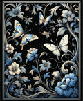 Elegant Butterfly Floral Scrollwork Rug