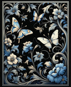 Elegant Butterfly Floral Scrollwork Rug