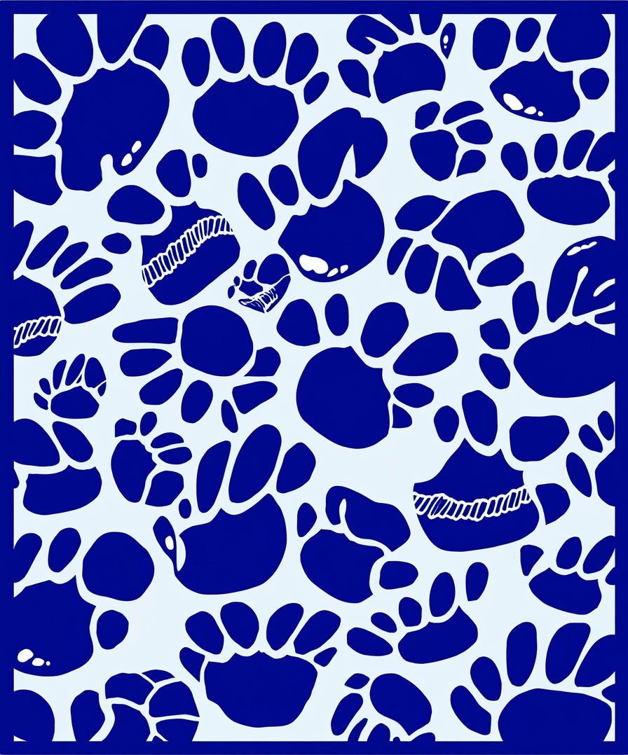 Blue Paw Print Pattern Rug
