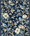 Birds and Blossoms Botanical Pattern Rug