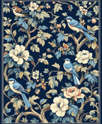 Birds and Blossoms Botanical Pattern Rug