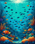 Vibrant Aquatic Coral Fish Pattern Rug