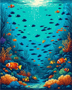 Vibrant Aquatic Coral Fish Pattern Rug