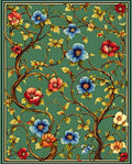 Vibrant Floral Vine Patterned Rug
