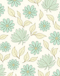 Delicate Teal Floral Botanical Pattern Rug