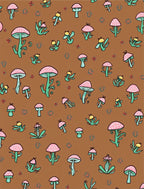 Whimsical Mushroom Leafy Nature Pattern Rug