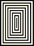 Black White Concentric Rectangle Rug