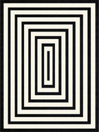 Black White Concentric Rectangle Rug