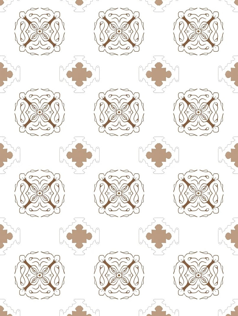 Brown Floral Medallion Repeating Pattern Rug