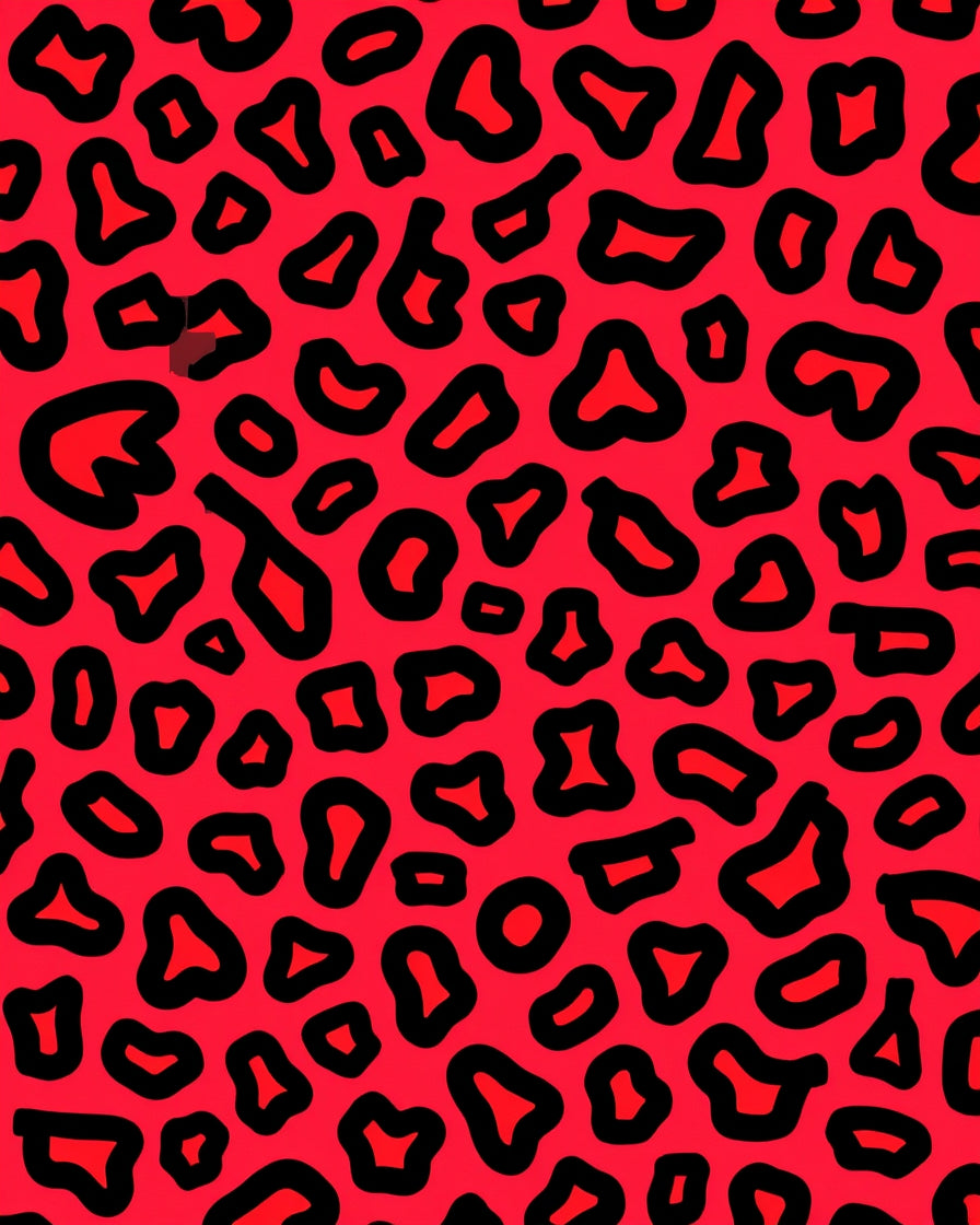 Vibrant Red Leopard Pattern Rug