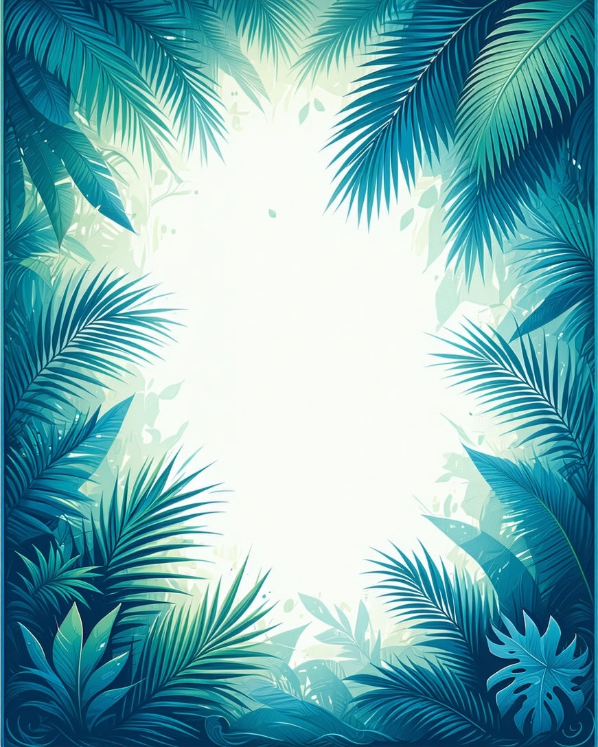 Tropical Palm Leaves Vibrant Blue Design Rug