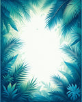Tropical Palm Leaves Vibrant Blue Design Rug