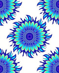 Mandala Blue Cyan Floral Pattern Rug