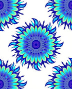 Mandala Blue Cyan Floral Pattern Rug