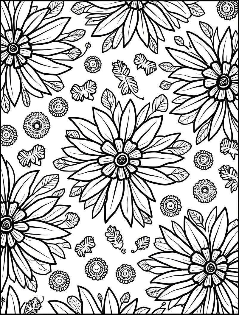 Bold Floral Outline Pattern Rug