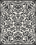 Intricate Black Cream Floral Pattern Rug