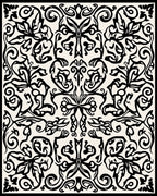 Intricate Black Cream Floral Pattern Rug