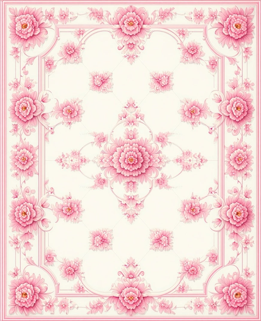 Elegant Pastel Floral Pattern Rug