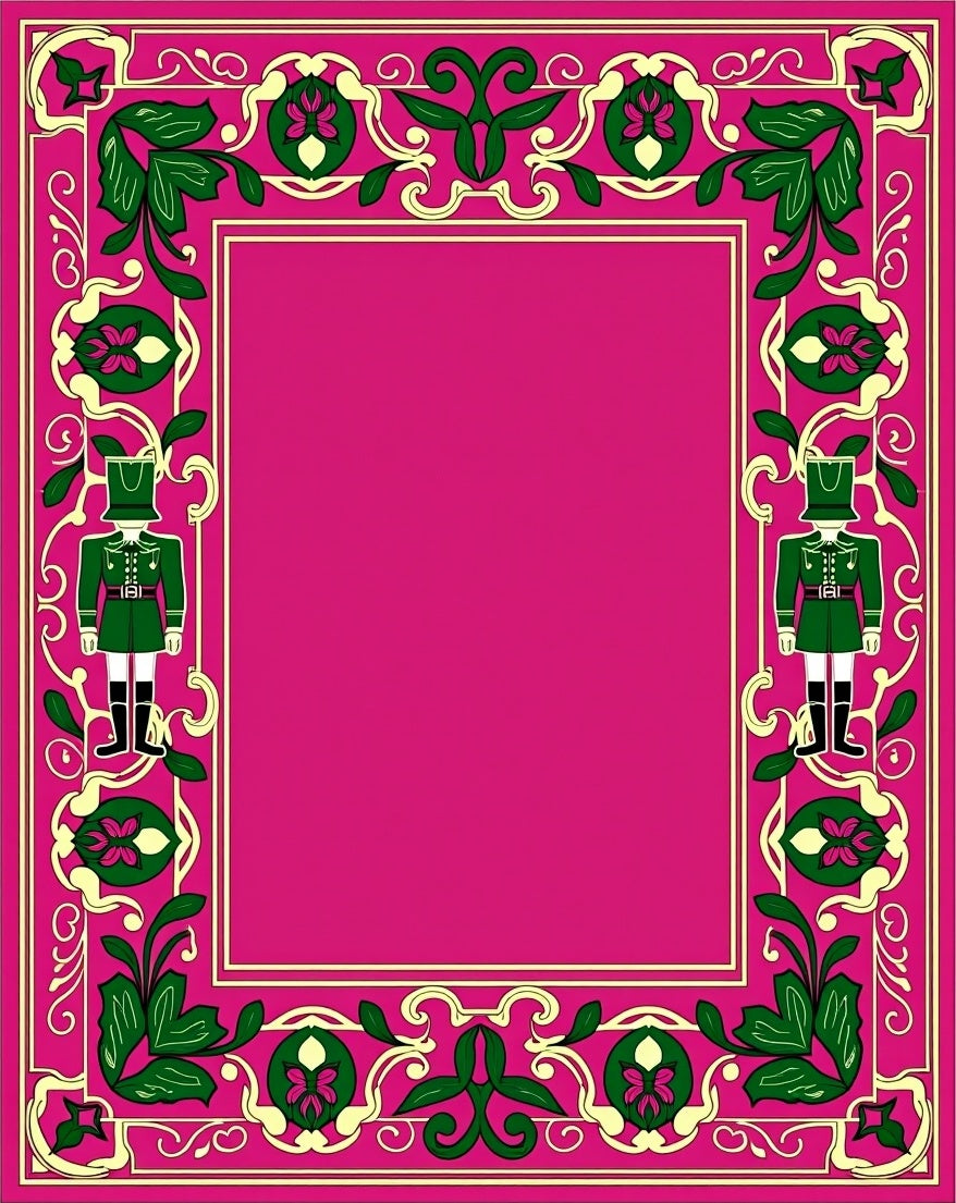 Whimsical Pink Nutcracker Border Rug