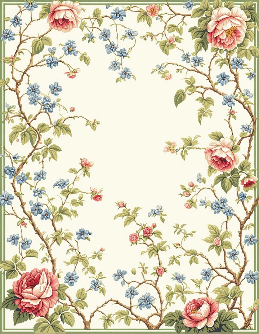 Vintage Floral Vine Pattern Rug