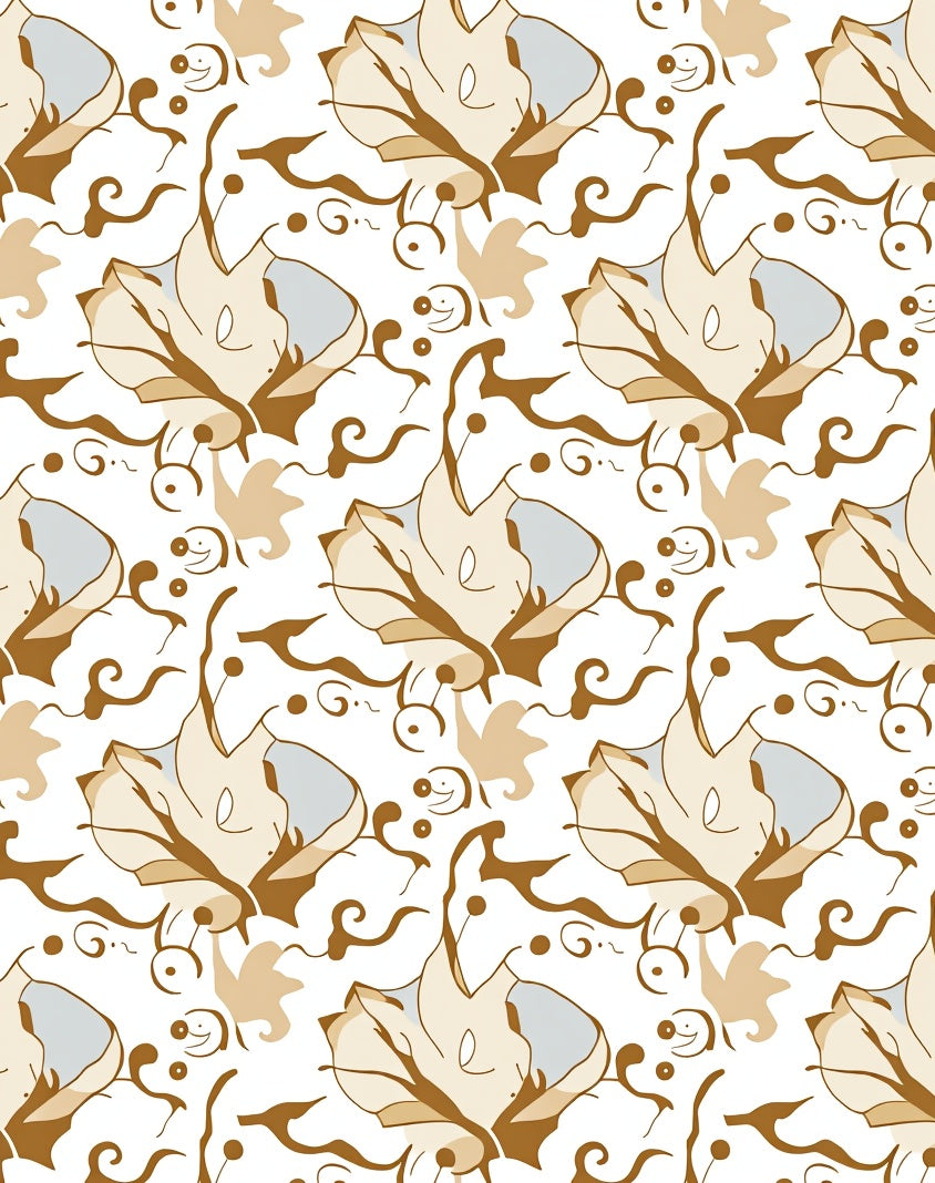 Terra Cotta Floral Swirls Pattern Rug