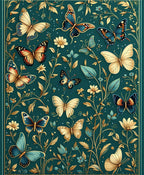 Emerald Garden Butterfly Pattern Rug