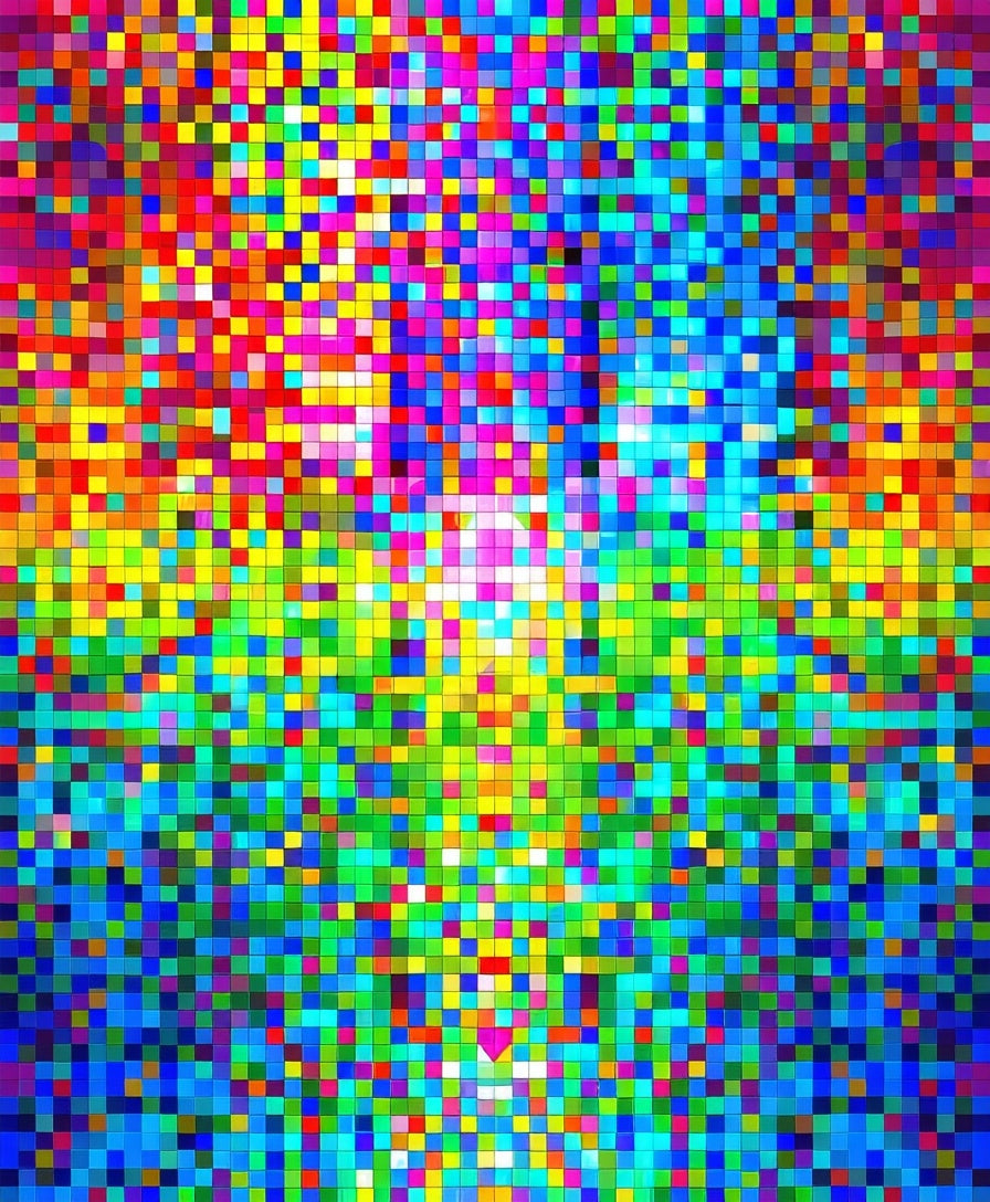 Vibrant Pixelated Psychedelic Abstract Rug
