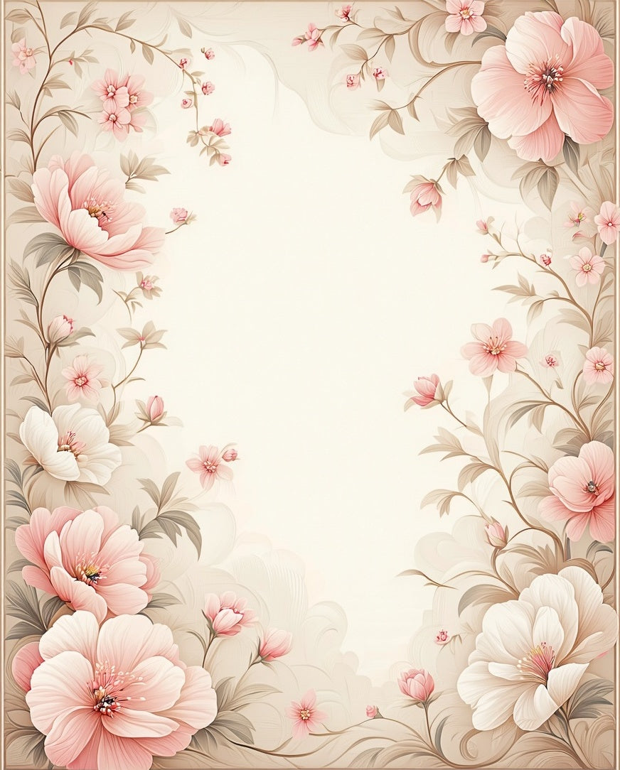 Elegant Pink Floral Scrollwork Rug