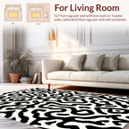 Black White Organic Maze Pattern Rug