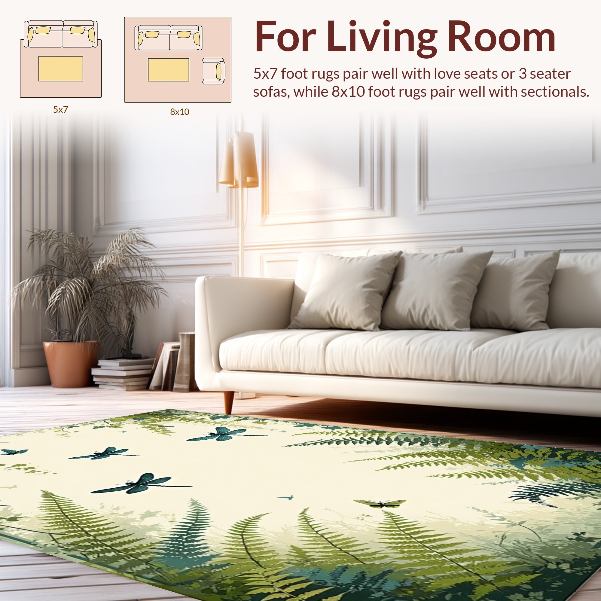 Vintage Summer Meadow Dragonfly Design Rug