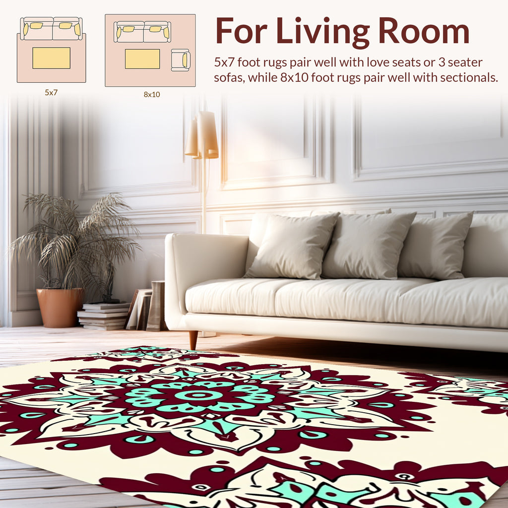 Ornate Mandala Floral Pattern Rug