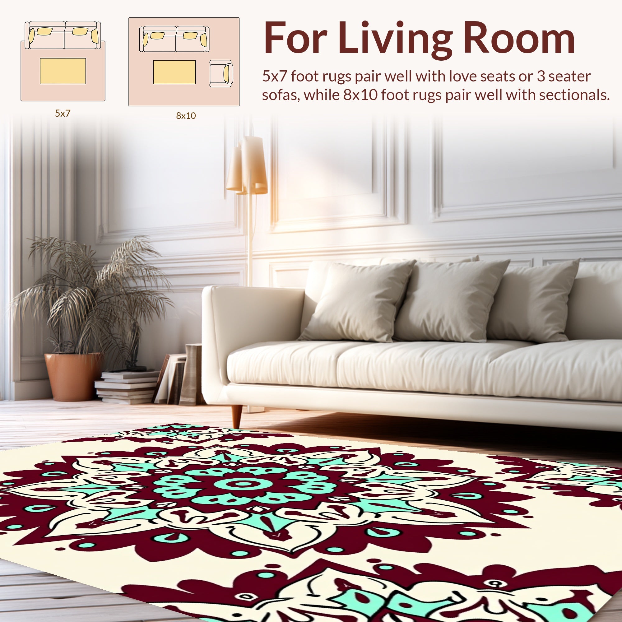 Ornate Mandala Floral Pattern Rug