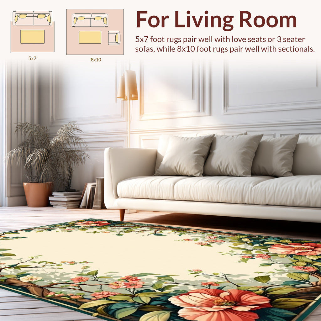 Enchanting Floral Vine Garden Design Rug