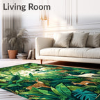 Lush Jungle Woodland Deer Birds Rug