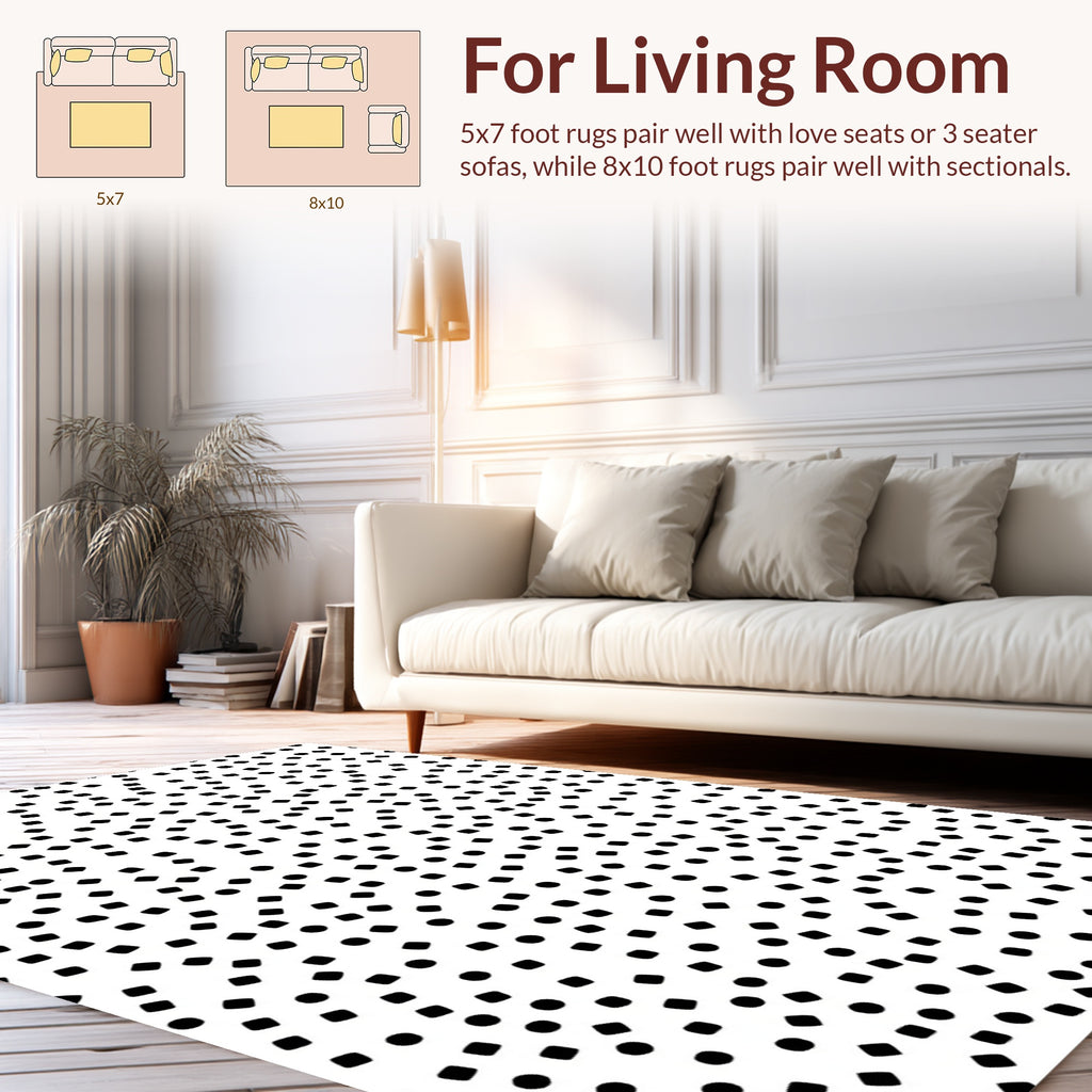 Abstract Scattered Dots Squares Rug